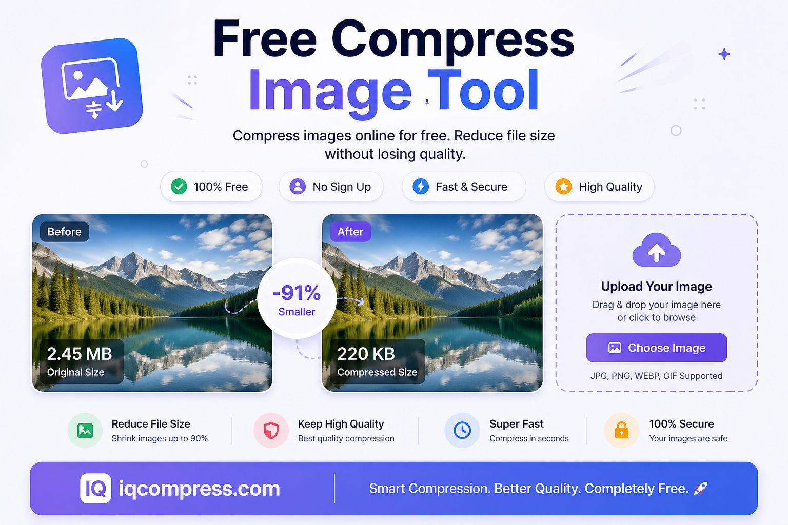 Compress image online free and reduce image size in KB